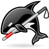 Orca Logo: Delphin mit Taststock