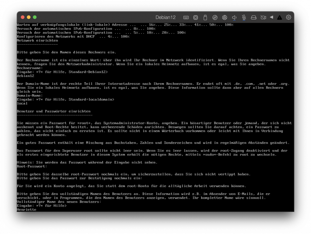 Debian 12 Installation mit Sprachausgabe
