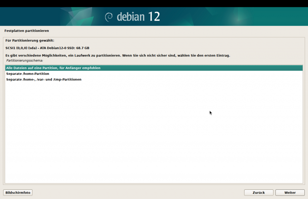 Debian-Installer, Partitionierung
