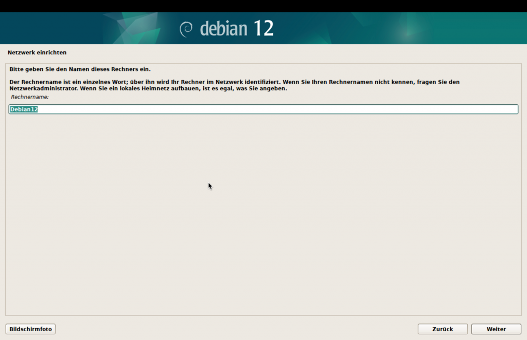 Debian-Installer, Rechnername.